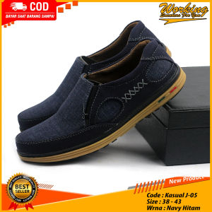 Sepatu kasual Working J-05 / Sepatu Slop / Sepatu Kerja / Sepatu Santai / Sepatu Cowok Sneakers / Sepatu Santai Pria Import / Sepatu Slop Pria Keren Terbaru  2021 / Sepatu Pria