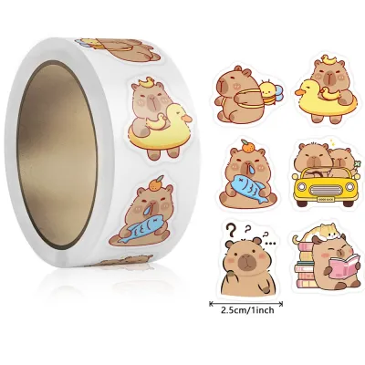 Sticker cuộn họa tiết hoạt hình dễ thương 500 miếng/cuộn 2.5cm dán phong bì quà tặng họa tiết hoạt hình