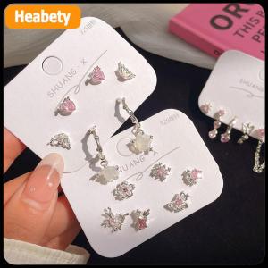 【2-3 days delivery】 6Pcs Fashion Sweet Heart Stud Earrings For Women Girls Personality Fashion Temperament Earrings Jewelry Accessories Gifts
