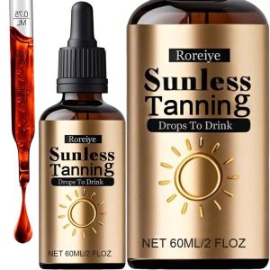 (2 Bottle) Sunless Tanning Drops To Drink - Drinkable Tanning Drops - Oral Drink - No Sun Required to Naturally Boost Melanin for Face & Body - 60ml
