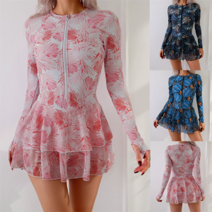 Phụ nữ đầy đủ bảo hiểm áo tắm trang phục đi biển với cài khoá trước zippered và dài tay áo cho cuộc phiêu lưu nước thoải mái
