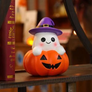 LIXBABY Mini Halloween Pumpkin Ghost Ornament Realistic Scary Happy Halloween Decoration Creative Resin Pumpkin Ghost Figurine Ghost Festival