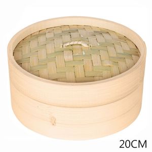 LINSBAYWU Nấu nướng Dimsum Phòng bếp Cái rổ Cây tre Có nắp Đồ làm bánh Bộ nồi Nồi hấp tre Lồng