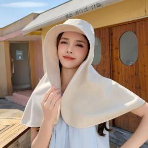 Women Foldable Shawl Sunscreen Big Brim Sun Hat Full Neck UV Protection Sun Hat UPF50+