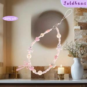 Joldhans Y2K Cute Pink Puppy Beaded Phone Chain Cartoon West Highland Dog Phone Lanyard Wristband Keyring Universal Hanging Cord