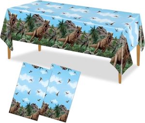 2PCS Dinosaur Party Tablecloth Dinosaur Plastic Table Cover Dinosaur Party Supplies Dinosaur Tablecloth for Kids Dinosaur Birthday Party Decorations Dino Baby Shower Party Supplies 54"x108"