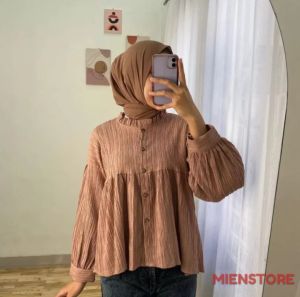 ARINA BLOUSE CRINKLE | BLOUSE MODEL TERBARU SAAT INI 2022 | blouse wanita korean style kekinian ootd | blouse wanita terbaru 2022 kekinian viral | blouse wanita hijab kekinian ootd | atasan wanita korean style remaja ootd hijab | atasan kekinian wanita