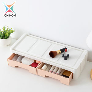 Oxihom Laci Plastik Susun Tempat Kotak Penyimpanan Meja Stand Monitor Drawer Storage Stackable Desktop Organizer