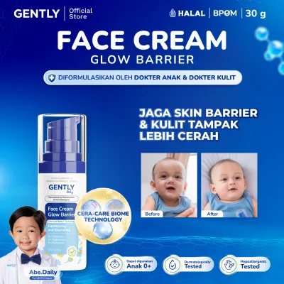 GENTLY Baby Face Cream Glow Barrier 30g | Pelembap Wajah Bayi Jaga Skin Barrier & Kulit Tampak Lebih Cerah | Skincare Bayi