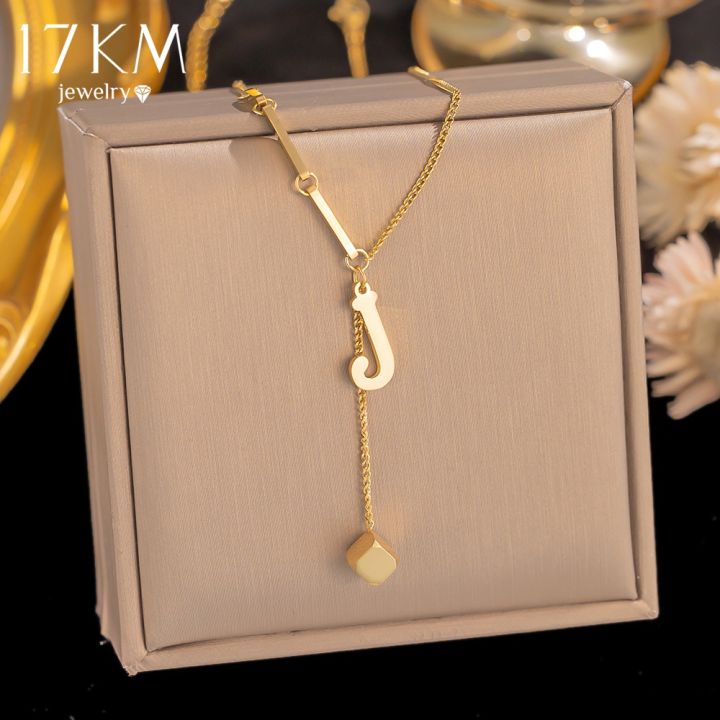 18" Silver Stainless Steel Initial Letter Pendant Necklace For Men & Women