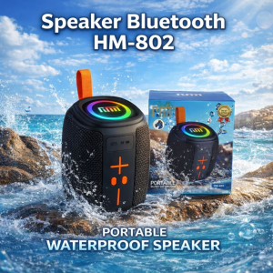 HM-802 Portable Mini Bluetooth Speaker Wireless RGB LED Light | Hi-Fi Stereo Bass Waterproof Rechargeable Outdoor Speaker