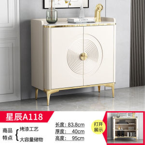 Light luxury high-grade rock slab countertop large capacity dining room sideboard kitchen cupboard leaning wall storage cabinet
