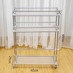 Sacesr Acrylic Storage Racks Modern Minimalist Shelf Wheeled Movable Stand Indoor Multifunctional Household Storage Collect Gadget 9T1N6