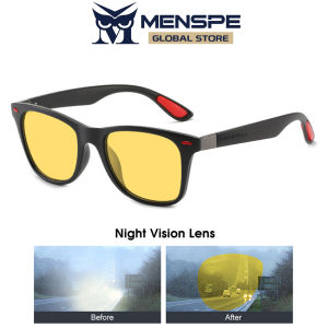 MENSPE Men Sunglasses Polarized Sunglasses UV400 Sunglasses Day Night Dual Use Safety Driving Night Vision Eyewear Light Weight TR Sport Sun Glasses with Free bag for Men Women