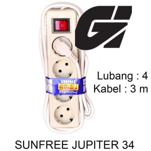 Sunfree Stop Kontak Listrik On Off 3 Meter 4 Lubang - Jupiter 34