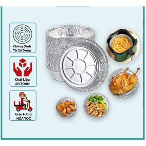 Mua Sỉ 100 Khay Giấy Bạc Lót Nồi Chiên Không Dầu Lò Nướng - Khuôn Đĩa Nhôm Đựng Thức Ăn Thực phẩm nhiều size