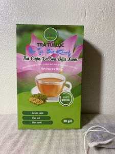 Combo 4 hộp trà cuộn lá sen đậu xanh (hộp 20 túi nhúng) trà lá sen đậu xanh rau má thanh nhiệt thải độc mất ngủ hỗ trợ giảm cân