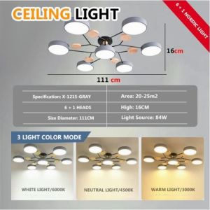 【COD】7Head 3color Modern Living Room Light Ceiling Light Center Chandeliers Lamp For Bedroom Ceiling Lamp