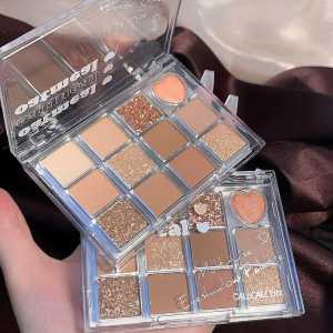 Eyeshadow Mugeleen/ Eyeshadow Korea Style Pale Pallette All In One Highliter Blush On Glitter 12 Warna Waterproof