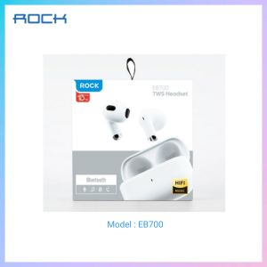 AUTHENTIC ROCK EB700 TWS Earbuds HiFi True Wireless Bluetooth Earphone Earbuds | Bluetooth 5.3 | White Colour