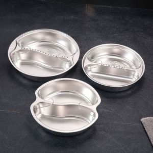 T6JOB1 Stackable Divided Food Steamer Tray with Handles Round Stainless Steel Steaming Basket Convenient Multifunctional Steaming Plate Kitchen Utensils