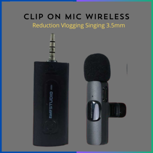 KING PUCUK MART TaffSTUDIO Clip On Mic Wireless Noise Reduction Vlogging Singing 3.5mm - Microphone Wireless Charger Jarak Jauh Suara Jernih untuk Youtuber Konten Kreator / Mikrofon Wireless Tanpa Kabel Suara Jernih Youtuber Vlog Mini Hp