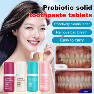 Portable Probiotic Tooth Cleaning Tablets Portable Mouthwash Tablets Oral Care Antibacterial Freshener Yellow Removal