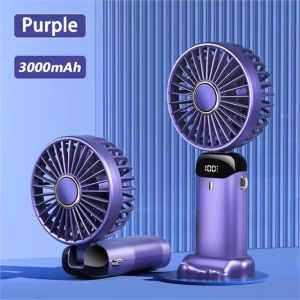 Portable Digital Display Handheld Fan Office Desktop Multifunctional Folding Headed Small Electric Fan Neck Fan