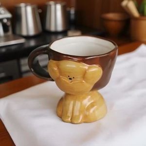 Creative Hand-Painted Dog Ceramic Mug Minimalist Artist Coffee Cup for Home Office Unique Gift Artisan Stoneware Handcrafted