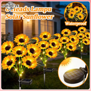 JACIRCLE 6 Heads Lampu Solar Sunflower Waterproof Solar Lights LED Lampu Raya Ramadan Sunflower Outdoor Decor