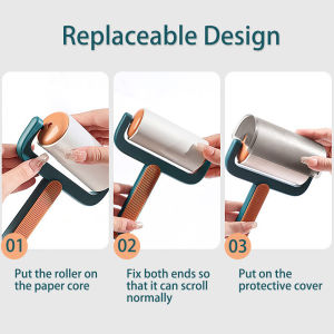 Con Lăn Xơ Vải Dính Tái Sử Dụng Cuộn Dính Lông Thú Cưng Cầm Tay Dụng Cụ Tẩy Lông Thú Cưng Bụi Vải Làm Sạch Tấm Trải Giường Rèm Sofa