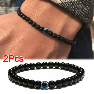 2/1Pcs Black Obsidian Evil Eyes Bracelet Natural Stone Beads Men Braslet Women Yoga Reiki Wrisband Jewelry Accessories Gift