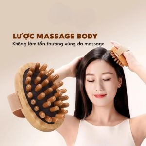 Lược Massage Body Đệm Khí Đầu Gỗ Bo Tròn | Dụng Cụ Massage Thư Giãn Da Đầu Cổ Vai Gáy Toàn Thân