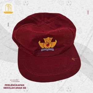 topi merah sd bordir tut wuri
