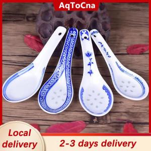 [COD] AqToCna Ship within 24 hours 1pcs Ceramic Spoon China Soup Spoon Stir Soup Spoons for Soup And Rice Kitchen