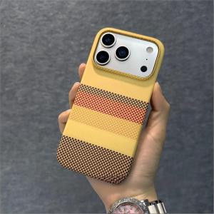 Luxury Matte Carbon Fiber Kevlar Texture PC Magnetic Phone Case For iPhone 17 Air 16 15 17 Pro Max For Magsafe Half Bumper Cover