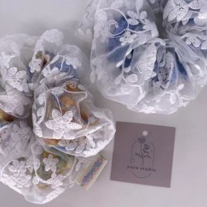 hair accessories handmade hair tie for women lace pony holder painting scrunchies