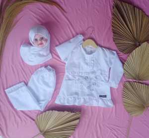 Baju Setelan Putih Anak Perempuan Muslim putih anak Baju Putih Anak(seragam SD manasik haji) seragam muslim anak perempuan seragam putih setelan celana baju kerudung anak baju manasik haji baju manasik anak putih