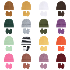 1 Set Newborns Cap and Mittens Machine Washable Baby Fetal Hat Gloves for 0 to 3 Month Soft Fabric Headgear