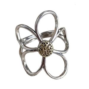 Opening Finger Rings Adjustable Finger Rings Hollow Flower Open Rings Finger Copper Texture for Fashion Lover
