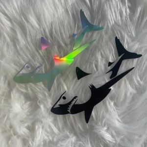 Kail Funny Shark Graphic Vinyl Decal/Waterproof Motorbike Gas Tank Sticker/Body Fairing Helmet Riding Gear Exterior Ornament M2Y9R