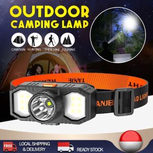 Lampu Senter Kepala Mini LED 3 Mata Portabel Super Terang Outdoor LED Headlamp