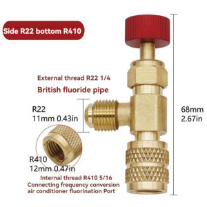 Safety Valve Adapter R410 R22 Brass Refrigerant Control Valve Air Conditioning Plus Fluoride Valve