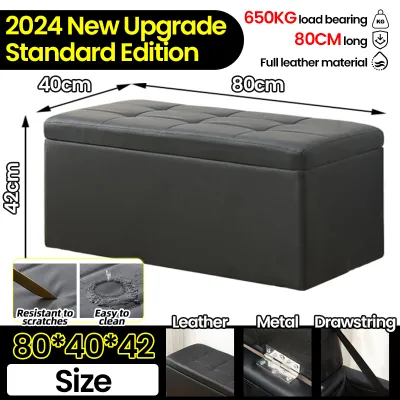 🔥Ship in 12H Local🔥120cm Storage Bench Leather Storage Stool PU Ottoman Storage Bench Ottoman With Storage Waterproof Multi-functional Retractable Black Shoe Bench Ottoman Stool Stool Chair Foot Stool Simple Bench Sofa Stool Without Backrest 储物凳 换鞋长凳