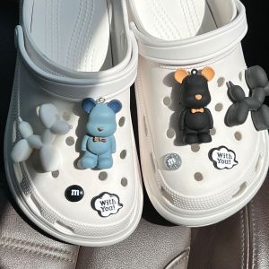 8Pcs/Set Crocs Charms Shoe Decoration 3D Balloon Dog Cartoon Violent Bear Detachable Shoe Buckle for Crocs
