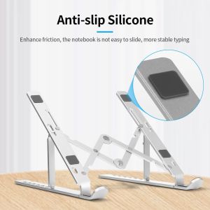 7-level Adjustable Portable Aluminum Alloy Laptop Stand Foldable Non-slip Notebook Holder Silver