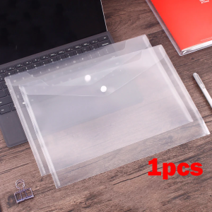 A4 size for school office suppli plastic envelope transparent reusable poly envelope waterproof folder with buttons