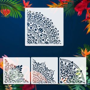 PKWP นำกลับมาใช้ใหม่ได้ ชุดลายฉลุมันดาลา หลายพื้นผิว ขนาดใหญ่ แม่แบบลายฉลุ ลายนูน ดีไซน์ชาติพันธุ์ แม่แบบการวาดภาพ ตกแต่งผนัง