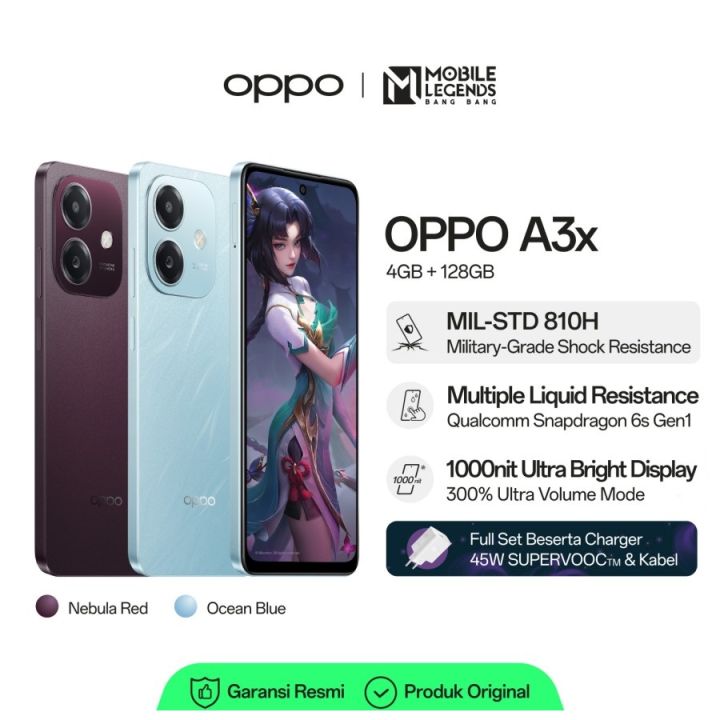 Oppo A3x Ram 4 128gb Chipset Snapdragon 6s 4g Gen1 Tahan Benturan Dan