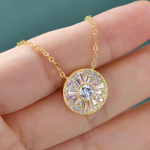 RAPRGOLD GRA Certified D VVS1 5mm Moissanite Round Charm Pendant Necklace Chain for Women 14K Gold Filled Fine Neck Jewelry Gift